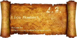Lics Humbert névjegykártya